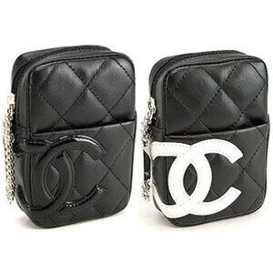 CHANEL Cigarette Case Belt Loop Black White Logo Pouch
